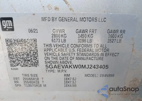 2021 Buick Enclave Awd Essence from USA, damaged, VIN 5GAEVAKW0MJ243405